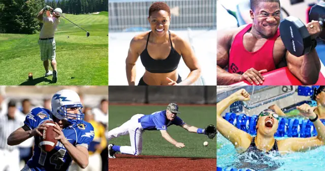 Collage of athletes playing different sports